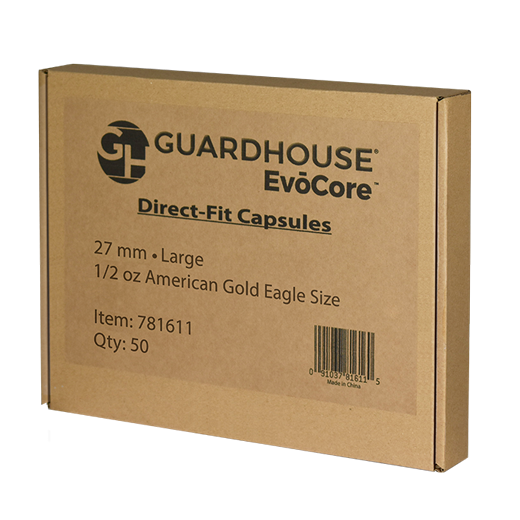 EvoCore 1/2 oz American Gold Eagle Direct Fit Coin Capsules Bulk Pack 50 - 27 mm