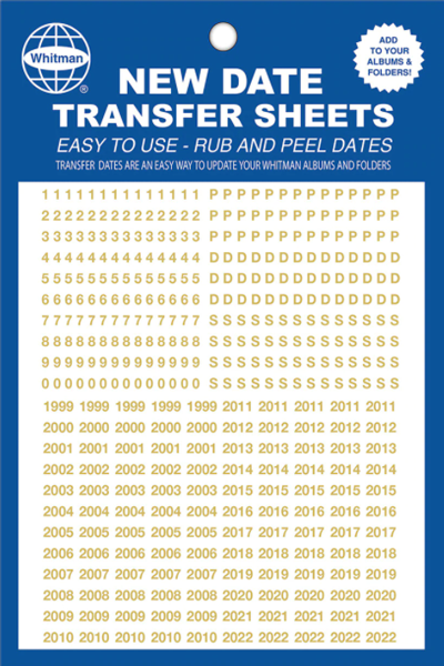 Whitman Transfer Sheets for Whitman Coin Albums - Gold