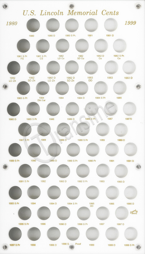 U.S. Lincoln Memorial Cents 1980 to 1999 - White