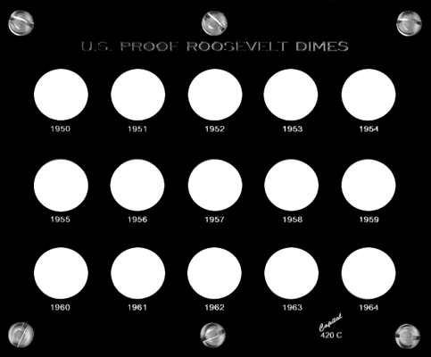 Capital Plastics U.S. Proof Roosevelt Dimes Holder 1950 - 1964