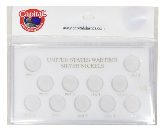 Capital Plastics Snaplock Holder for 11 Wartime Silver Nickels - White