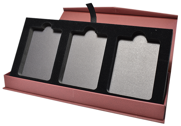 Magnetic Lid Display Box for 3 Coin Slabs - Burgundy