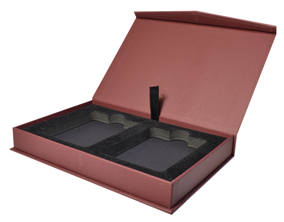 Magnetic Lid Display Box for 2 Coin Slabs - Burgandy