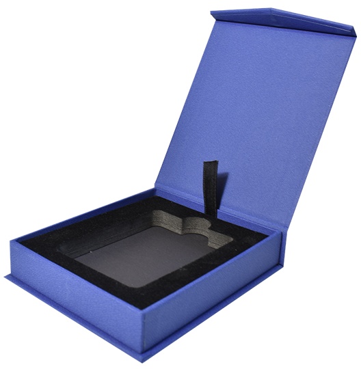 Magnetic Lid Display Box for 1 Coin Slab - Navy Blue