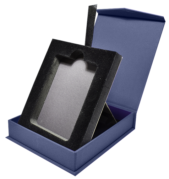 Magnetic Lid Display Box for 1 Coin Slab - Navy Blue