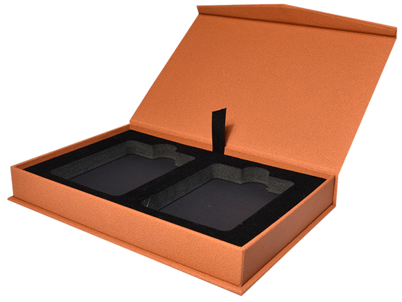 Magnetic Lid Display Box for 2 Coin Slabs - Hazelnut Brown