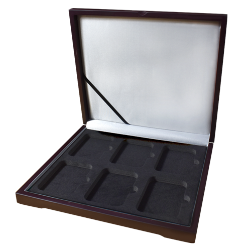 Solid Wood Top Coin Slab Display Box - 6 Slabs