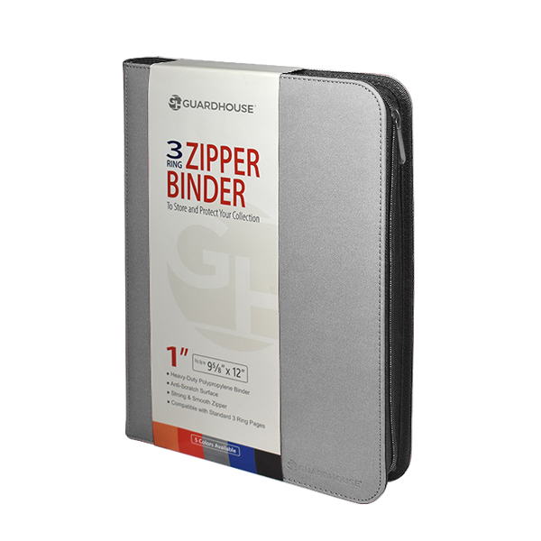 Zipper Binder with 3 Ring Clip - Grey