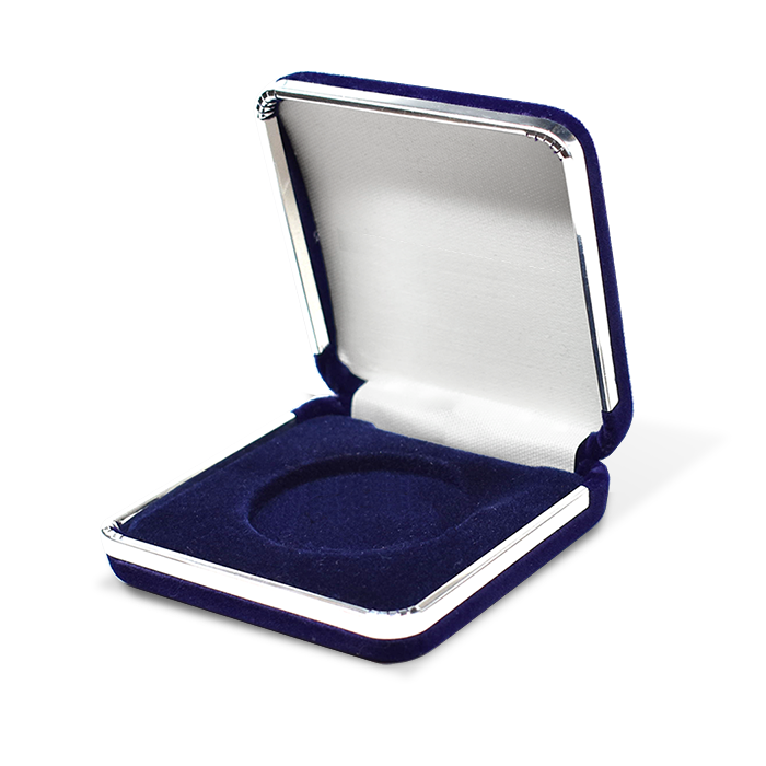 SLIM Velour Coin Capsule Box w/ Rim ( L ) - Blue
