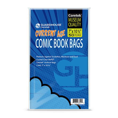  100 Comic Book Bags for Current/Modern Comic Books 6 1/8 X 10  1/2 with Foldable Flap - Acid Free and Clear Polyethylene Comic-Book Sleeves  : Office Products