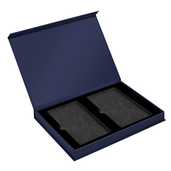 Magnetic Lid Display Box for Two PSA/CGC Card Slabs - Navy Blue