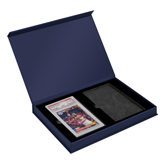 Magnetic Lid Display Box for Two PSA/CGC Card Slabs - Navy Blue