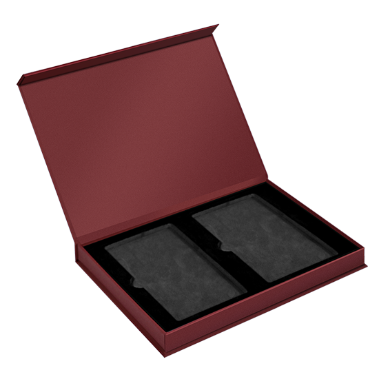 Magnetic Lid Display Box for Two PSA/CGC Card Slabs - Burgundy