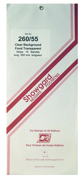 260/55 Showgard Strip-Style Stamp Mounts (Clear)