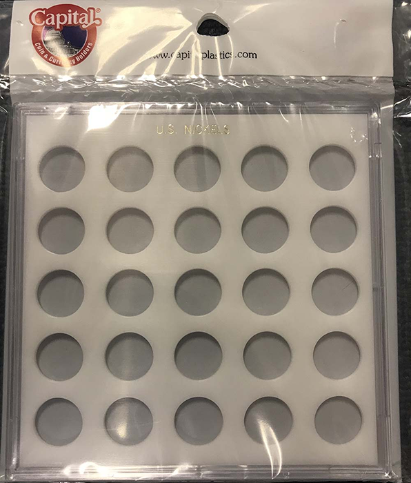 Capital Plastics U.S. Nickels Holder (No Dates) - White Galaxy - 25 Slots