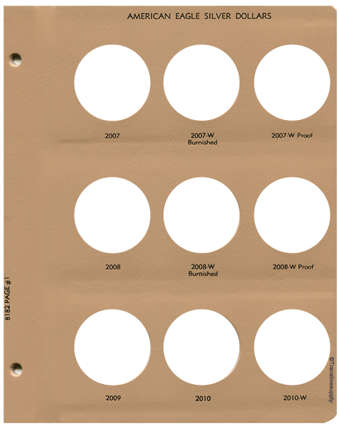 Dansco American Eagle Silver Dollars with Proofs - Coin Album Replacement Page 1 (1-8182)