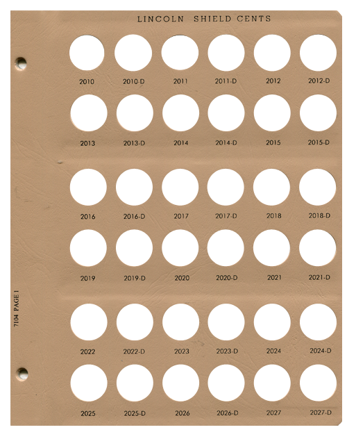 Dansco 7104 Lincoln Cent Shields Replacement Page 1 - 2013 thru 2027 - P&D
