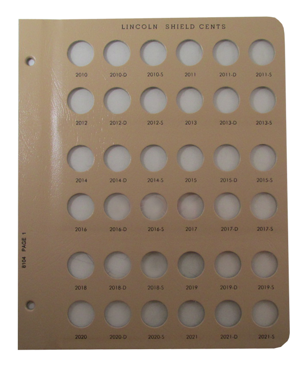Dansco 8104 Lincoln Cent Shields Replacement Page 1 from 2010 - 2021 with Proofs