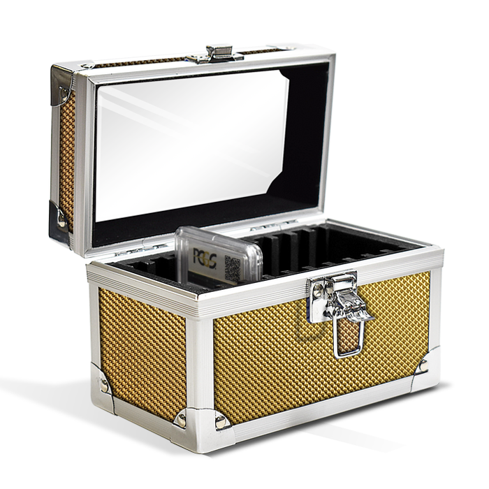 Falcon Series 10 Slab Box - Clear Top - Diamond Pattern / Gold