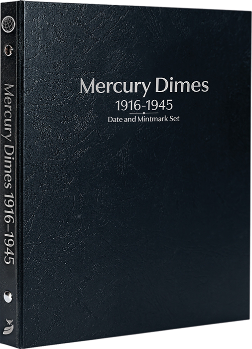 Whitman Prestige Mercury Dimes Album - 1916-1945 - Date & Mintmark Set P, D & S - Black