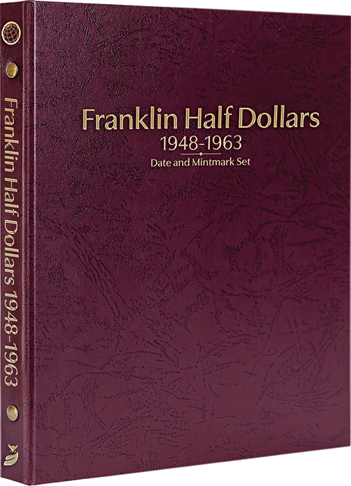 Whitman Prestige Franklin Half Dollars Album - 1948-1963 - Date & Mintmark Set P, D & S - Burgundy