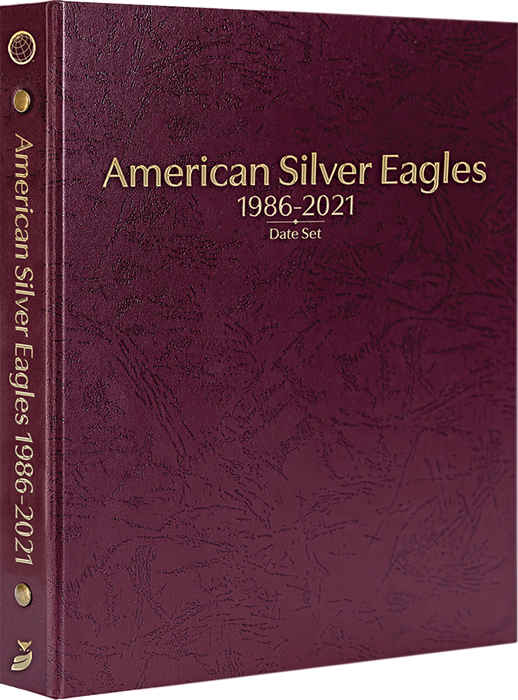 Whitman Prestige American Silver Eagle Album - 1986-2021 - Date Set P, S, & W - Burgundy