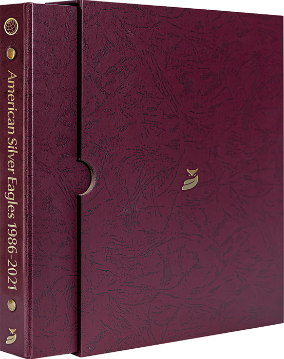Whitman Prestige American Silver Eagle Album - 1986-2021 - Date Set P, S, & W - Burgundy
