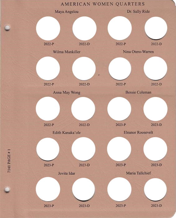 Dansco American Women Quarters Replacement Page - 2022 - 2023 - P & D - Album 7141