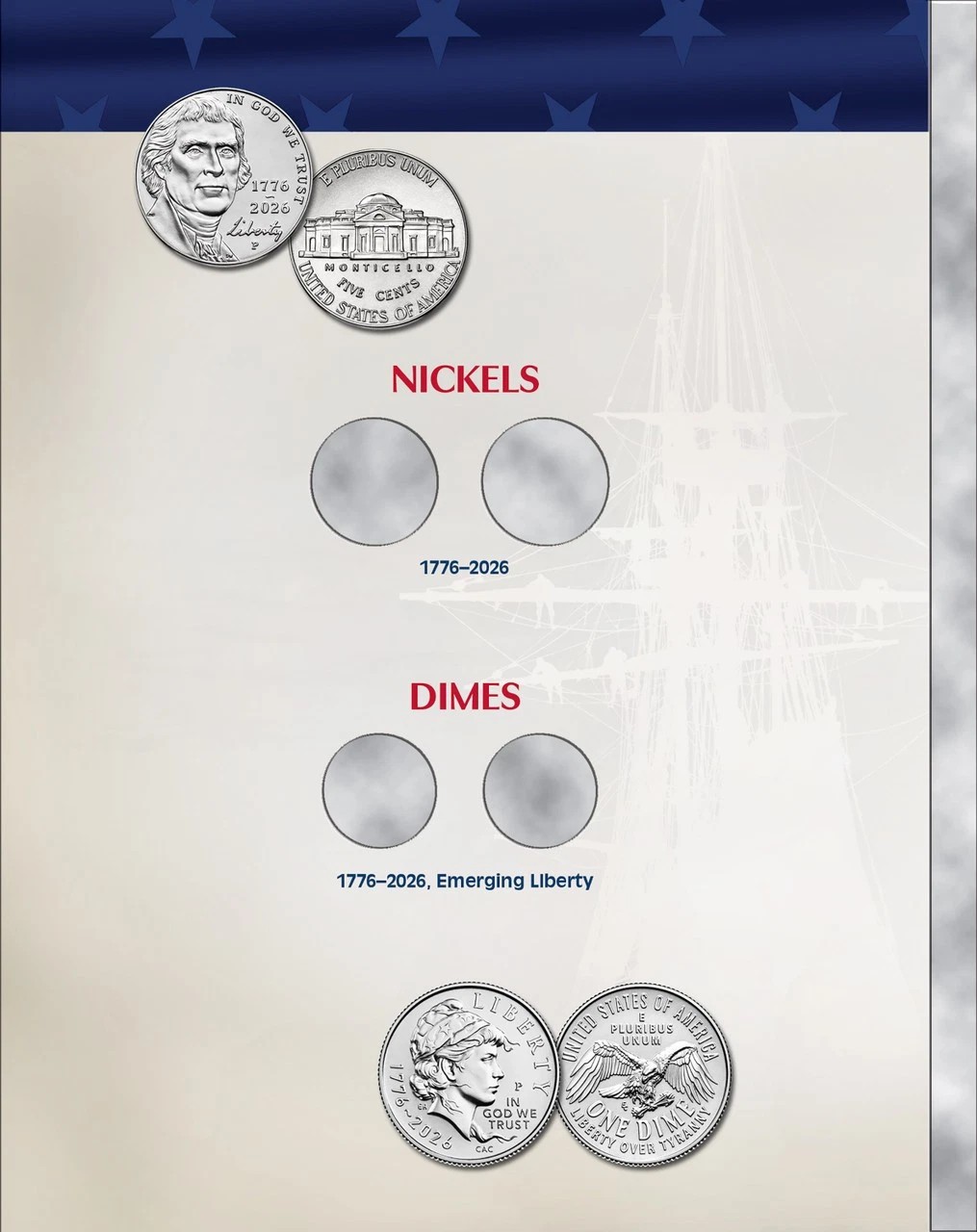 Whitman Official Folder - Single Mint 2026 - 250th America Celebration
