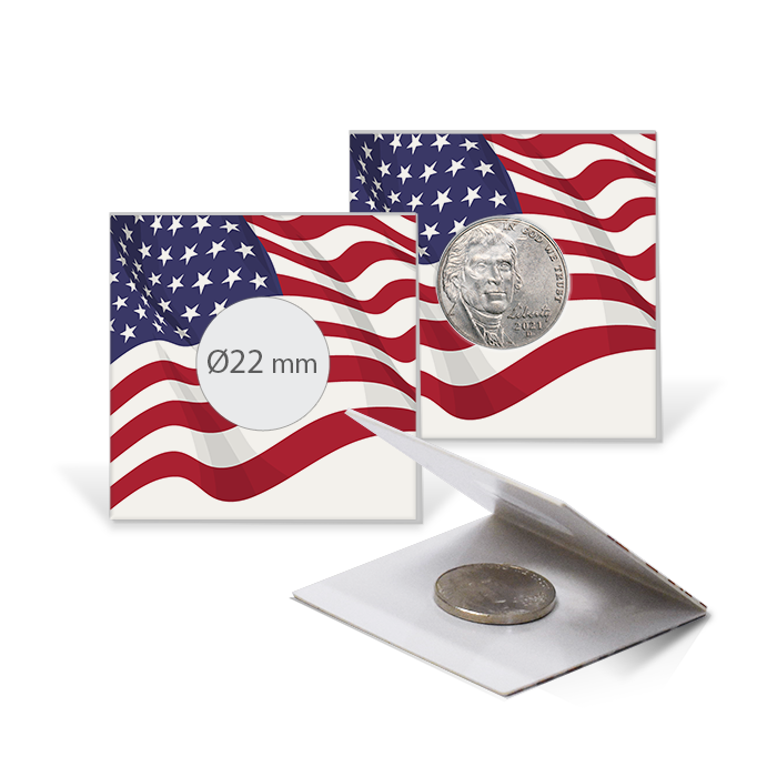 Guardhouse Holder 2x2 Paper Coin Flip for Penny (Cent) / Nickel - American Flag Print