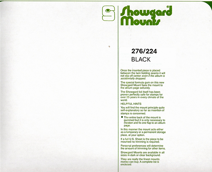 276/224 Showgard Mounts for Souvenir Sheets - Black