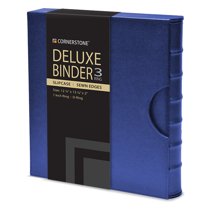 Cornerstone Regular Capacity 3 D-Ring Binder & Slip Case - Navy Blue