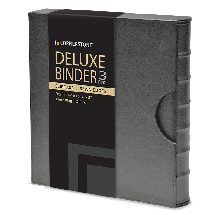 Cornerstone Regular Capacity 3 D-Ring Binder & Slip Case - Gray