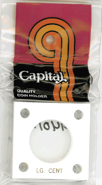 Large Cent Capital Plastics Coin Holder 144 Type White 2x2
