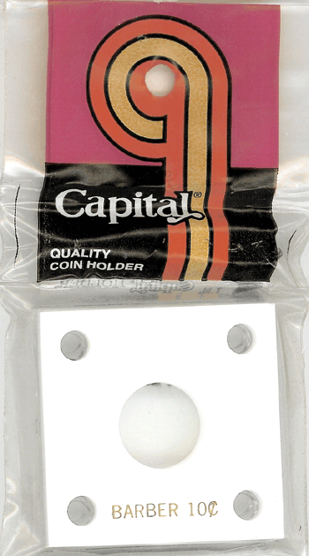 Capital Plastics 144 Coin Holder White - Barber Dime