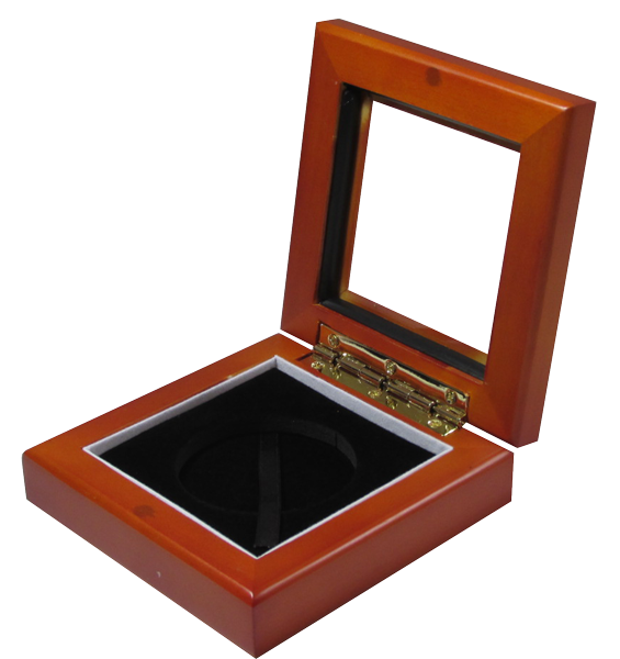 Guardhouse Glasstop Wood Coin Display Box Medium Capsule