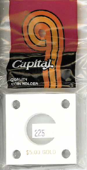 Capital Plastics 144 Coin Holder White - $5 Gold Piece (22.5 mm)