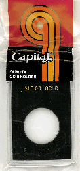 $10 Gold Capital Plastics Coin Holder Caps Black 2x3