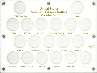 Susan B Anthony Complete Set Capital Plastics Coin Holder White 6x8