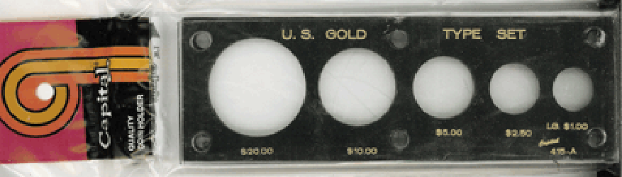 Gold Type Set 5 Coin Capital Plastics Coin Holder Black 2x6