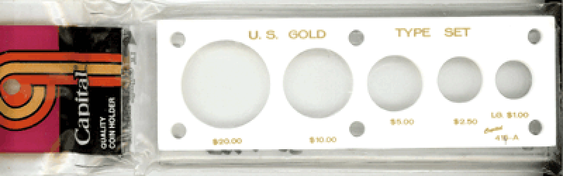 Gold Type Set 5 Coin Capital Plastics Coin Holder White 2x6