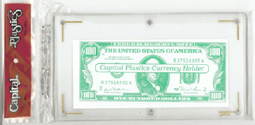 Currency holder for Large U.S. Bank Notes - 9 x 5