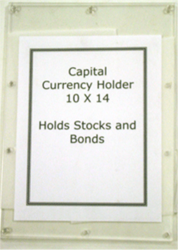 Capital Plastics Currency, Stocks and Bonds Acrylic Holder 10 x 14 Currency Holder, Capital, CH-6