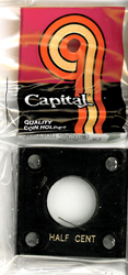 Half Cent Capital Plastics Coin Holder 144 Black 2x2