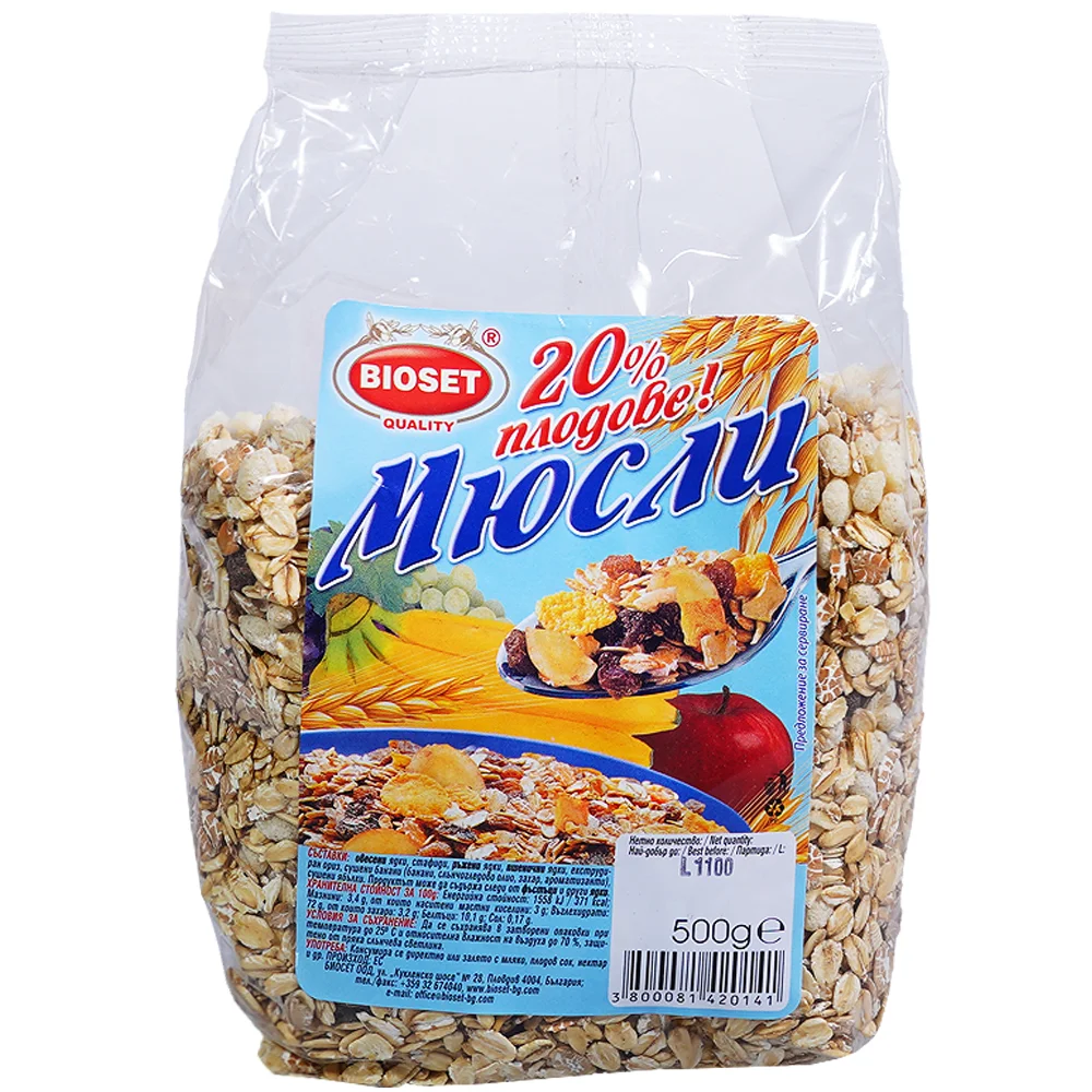BIOSET Мюсли Плодове 20 % 450 г