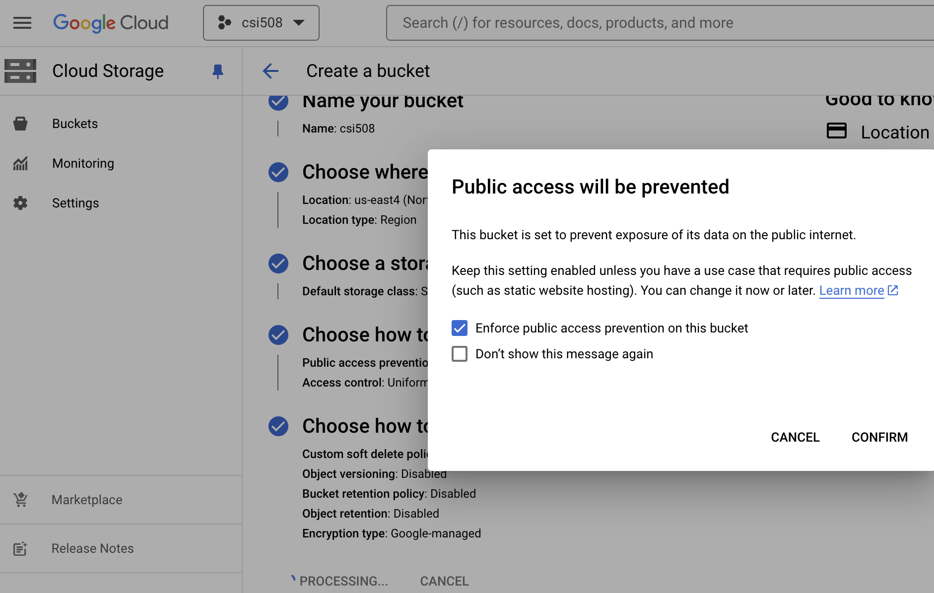 image showing how to create a bucket