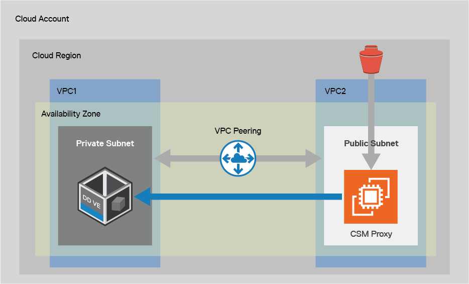 DDVE and CSM Proxy in different VPCs but in the same region and cloud account