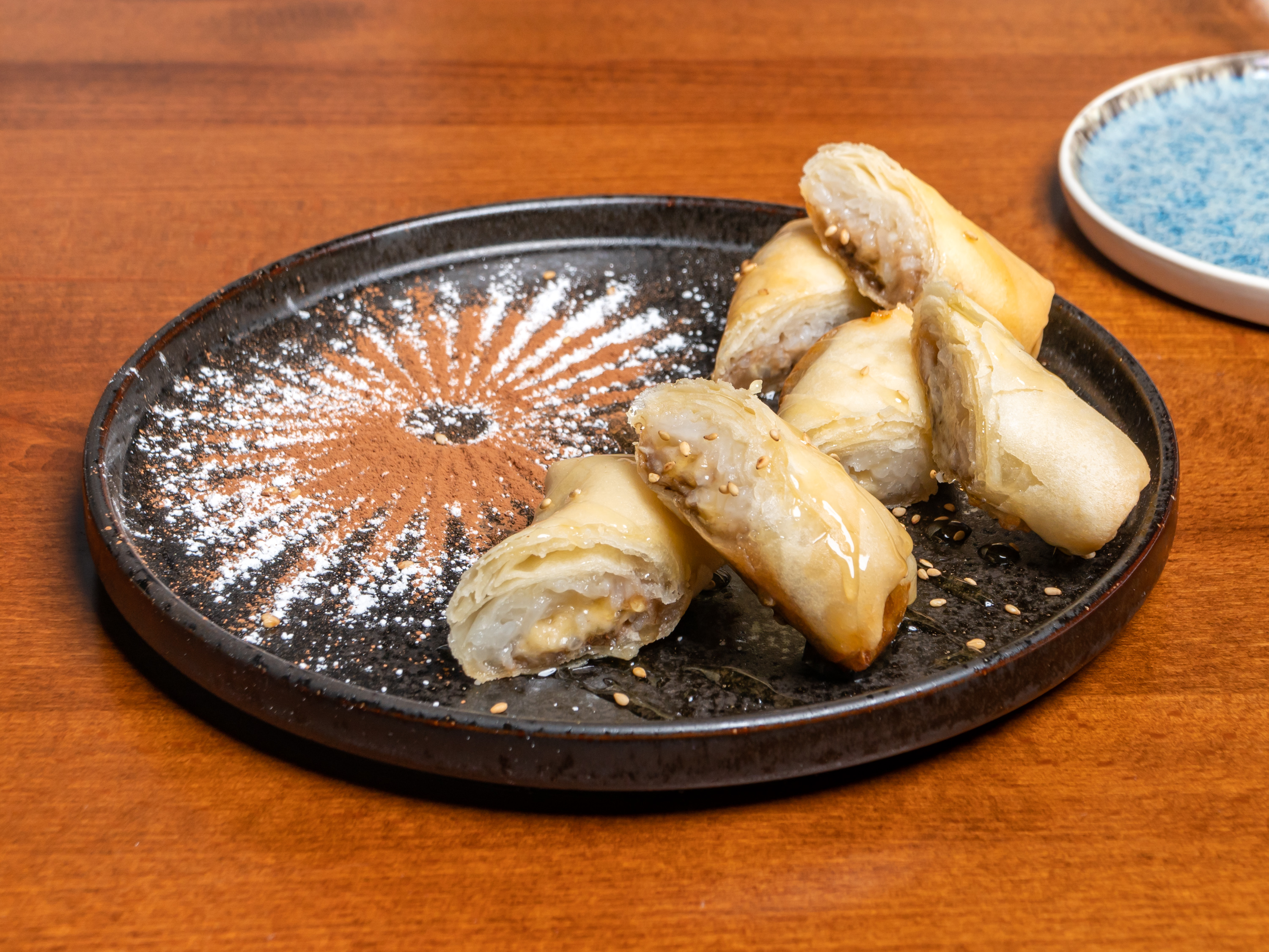 Crispy Banana with honey sauce.