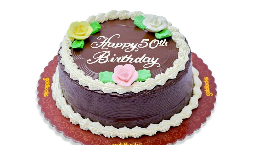 8" Round Chocolate Greeting Cake.