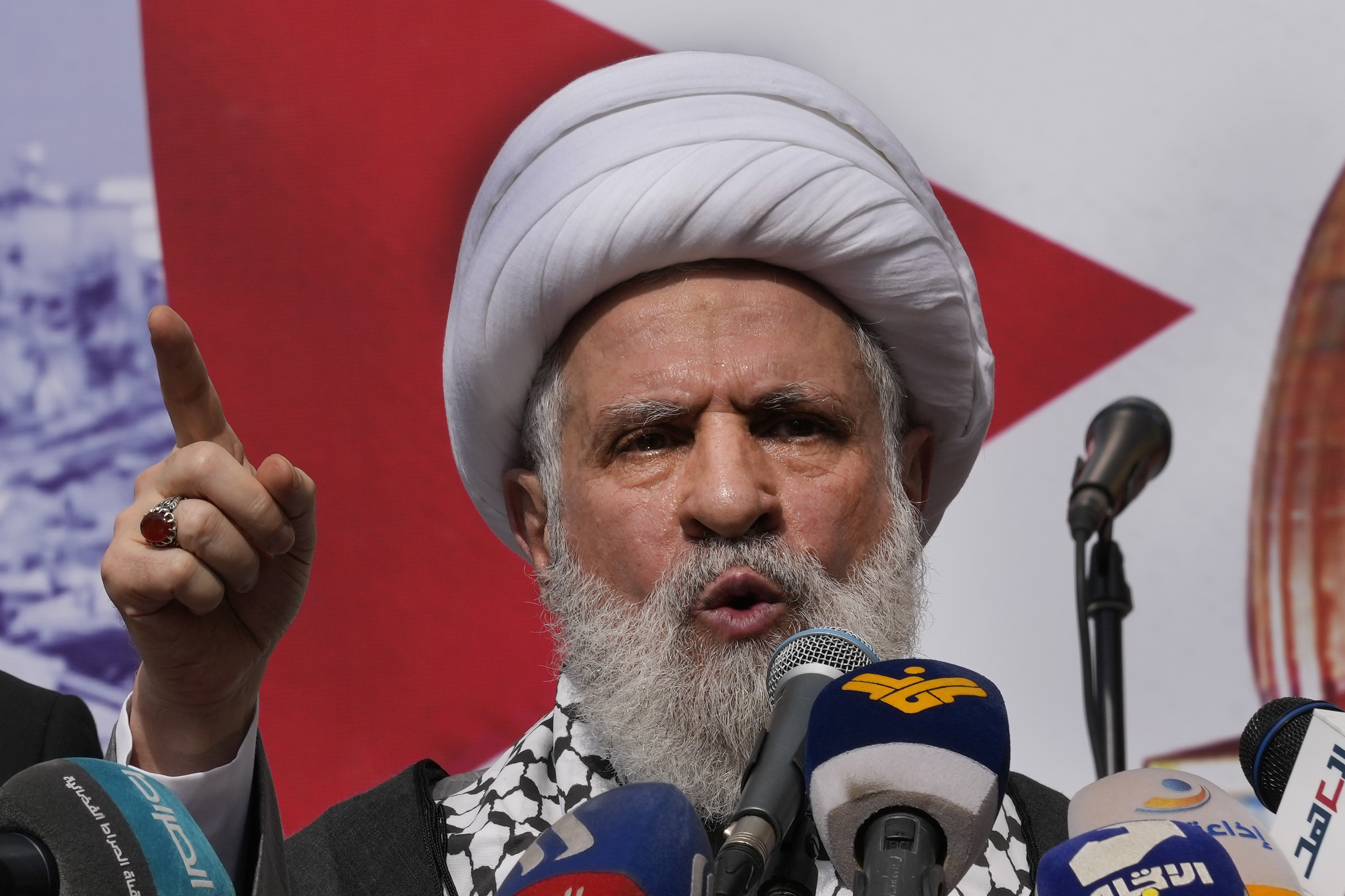 真主黨副主席卡西姆（Sheikh Naim Qassem）。（圖／美聯社）